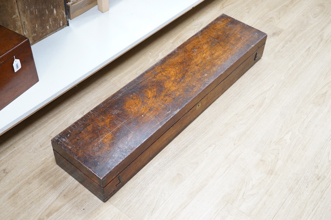 A late 19th century brass single drawer refracting telescope by F.L. West, 39 Southampton Street, Strand, London, in a fitted mahogany case, with folding brass tabletop tripod stand, and a number of alternative lenses, t